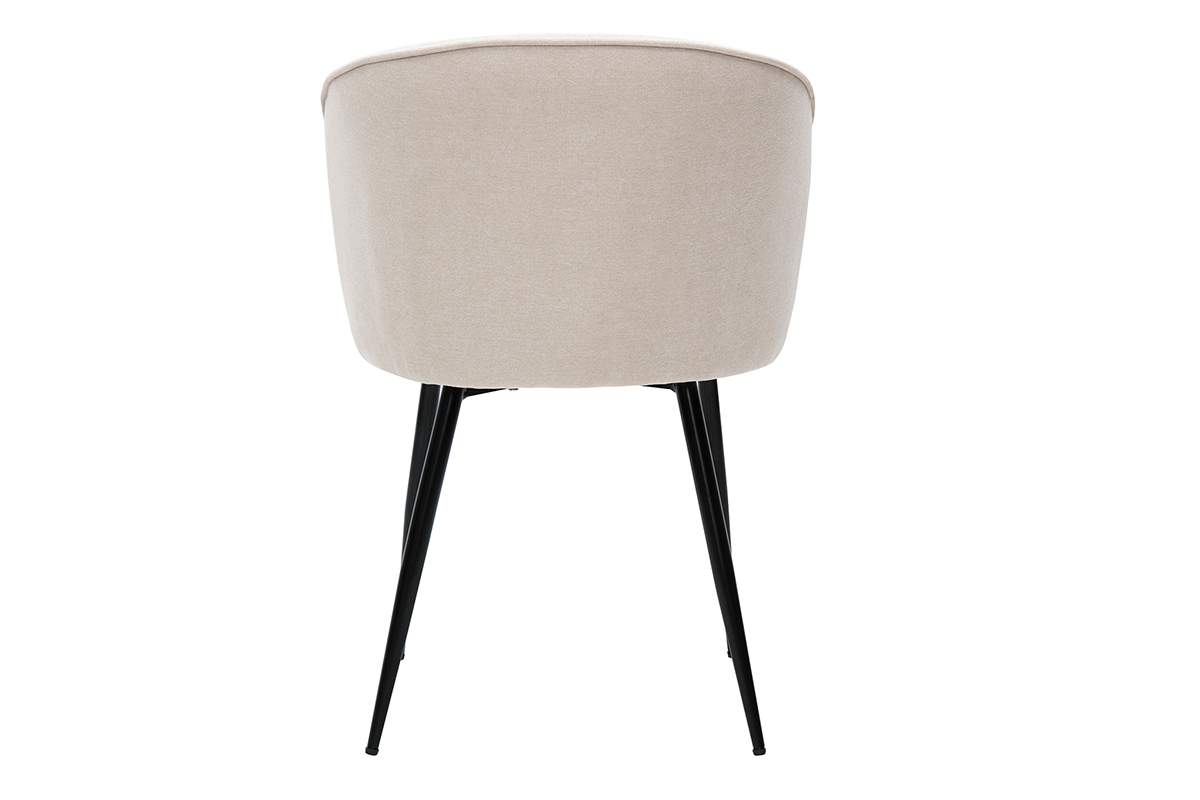 Set de 2 sillas de diseo tejido efecto aterciopelado beige SERIF