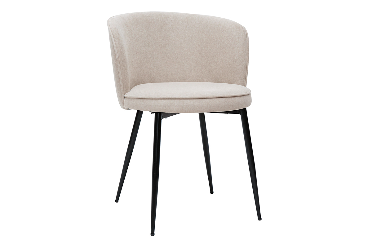 Set de 2 sillas de diseo tejido efecto aterciopelado beige SERIF