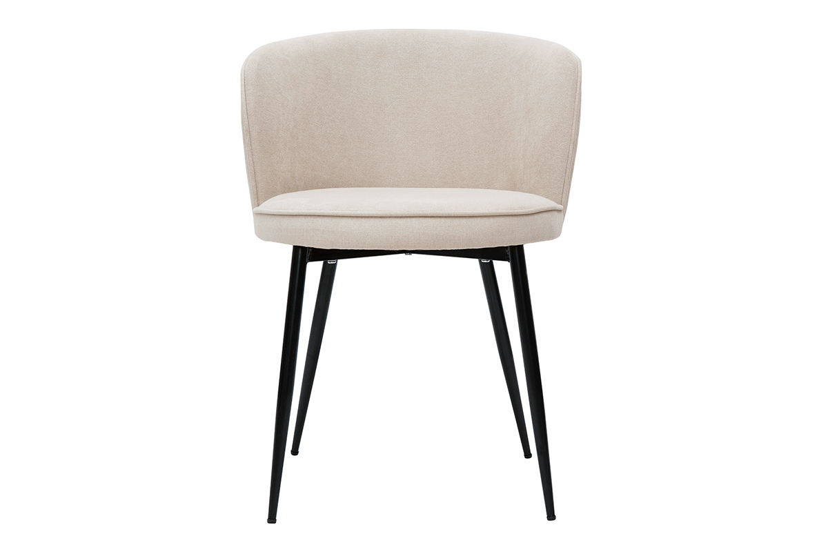 Set de 2 sillas de diseo tejido efecto aterciopelado beige SERIF