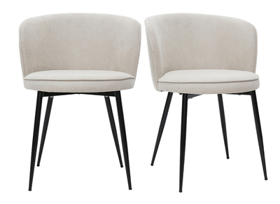 Set de 2 sillas de diseño tejido efecto aterciopelado beige SERIF