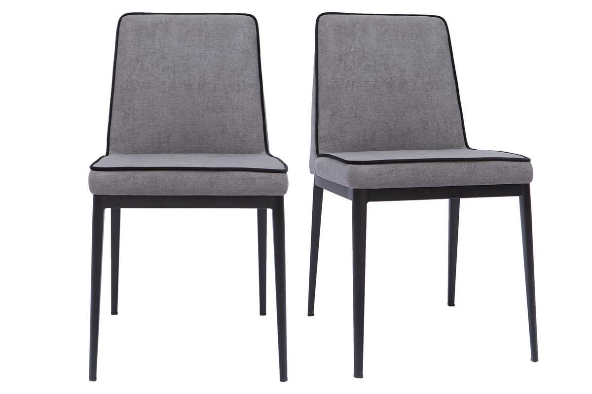 Set de 2 sillas de diseo tejido efecto aterciopelado texturizado gris LONDON