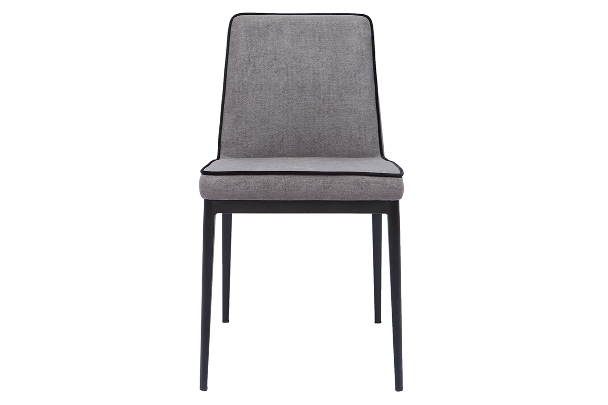 Set de 2 sillas de diseo tejido efecto aterciopelado texturizado gris LONDON
