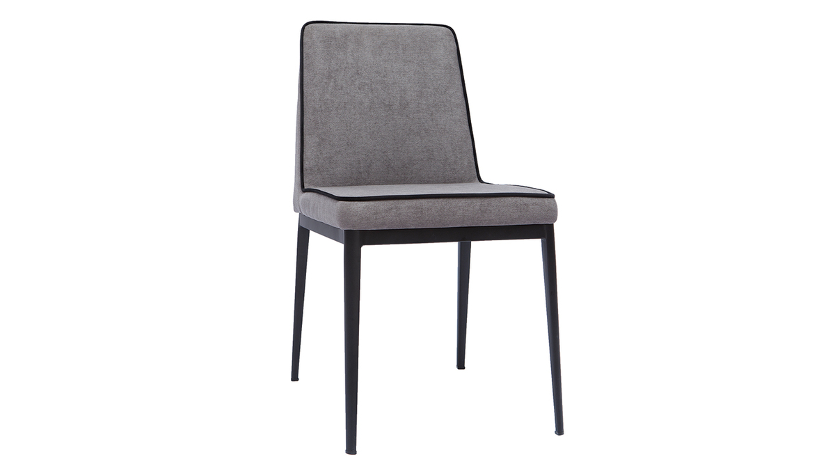 Set de 2 sillas de diseño tejido efecto aterciopelado texturizado gris LONDON