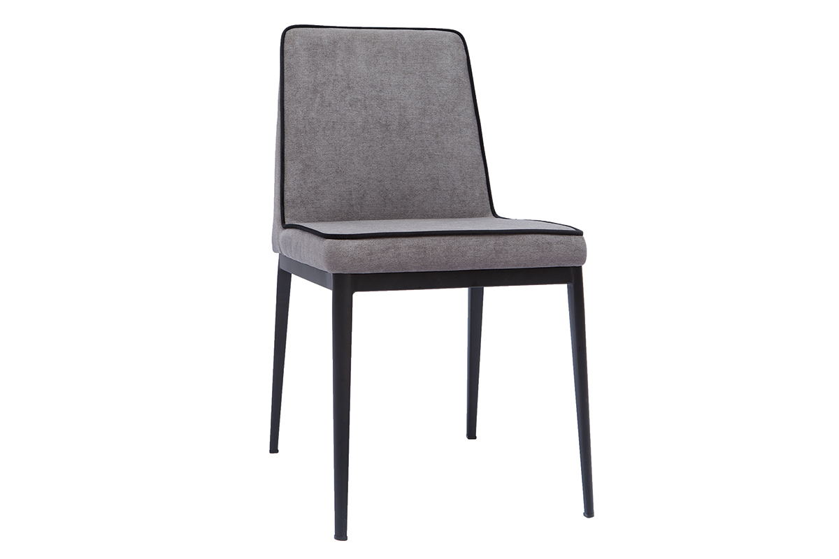 Set de 2 sillas de diseo tejido efecto aterciopelado texturizado gris LONDON
