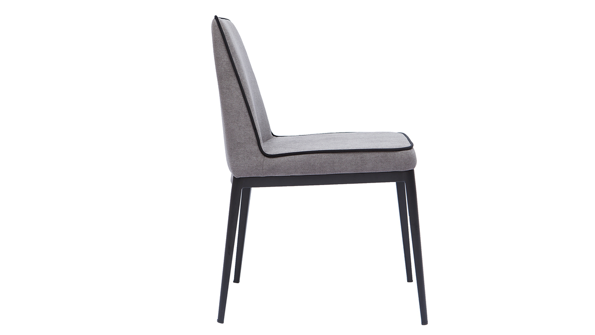 Set de 2 sillas de diseño tejido efecto aterciopelado texturizado gris LONDON