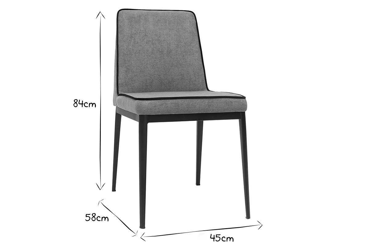 Set de 2 sillas de diseo tejido efecto aterciopelado texturizado gris LONDON