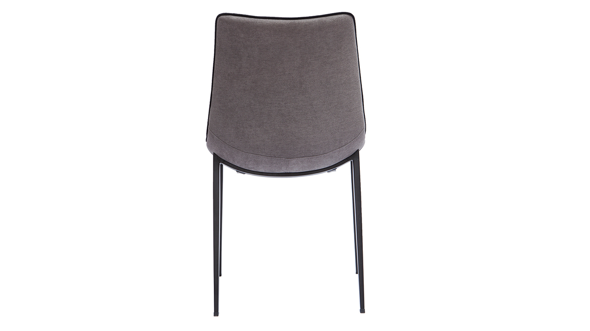 Set de 2 sillas de diseo tejido efecto aterciopelado texturizado gris y metal BLAZE