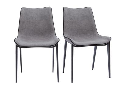 Set de 2 sillas de diseño tejido efecto aterciopelado texturizado gris y metal BLAZE