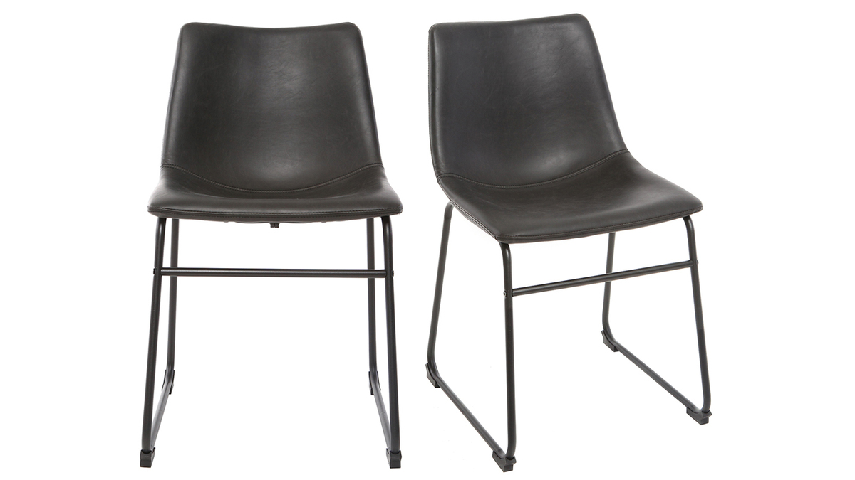 Set de 2 sillas de estilo industrial negras NEW ROCK