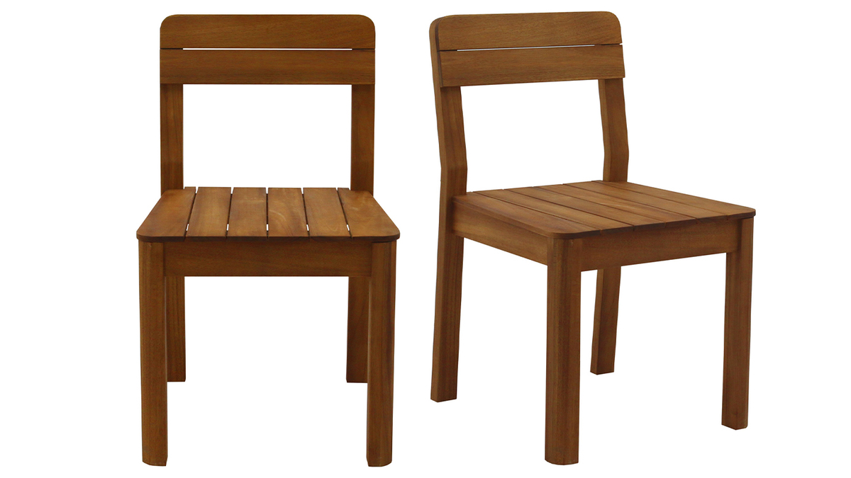 Set de 2 sillas de jardn de madera maciza AKIS