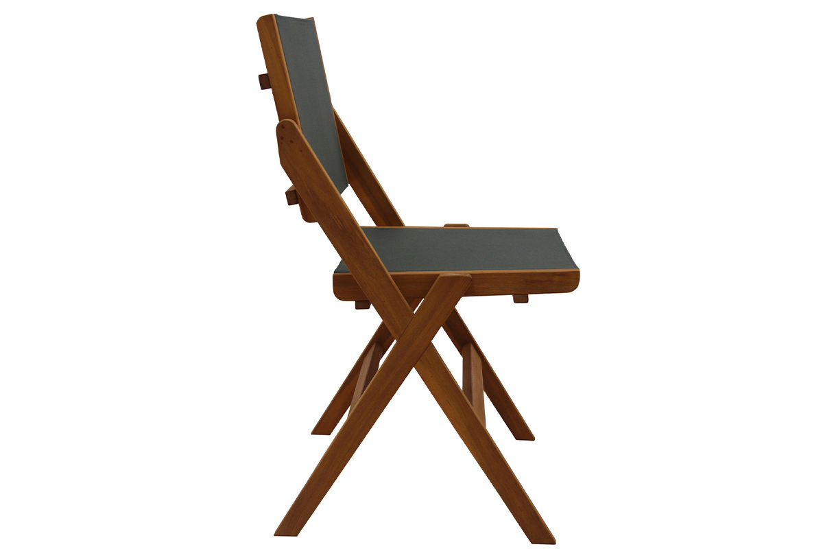 Set de 2 sillas de jardn plegables de madera maciza y gris oscuro APIK