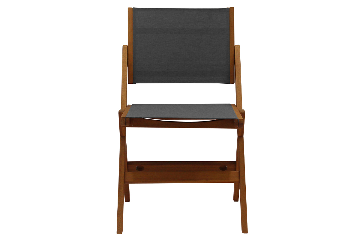Set de 2 sillas de jardn plegables de madera maciza y gris oscuro APIK