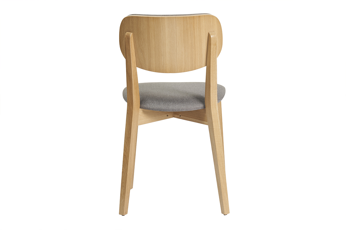 Set de 2 sillas de madera clara de roble macizo y tela gris jaspeado DENIA