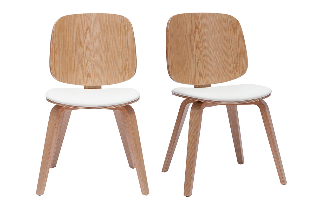 Set de 2sillas de madera clara y blanca BECK