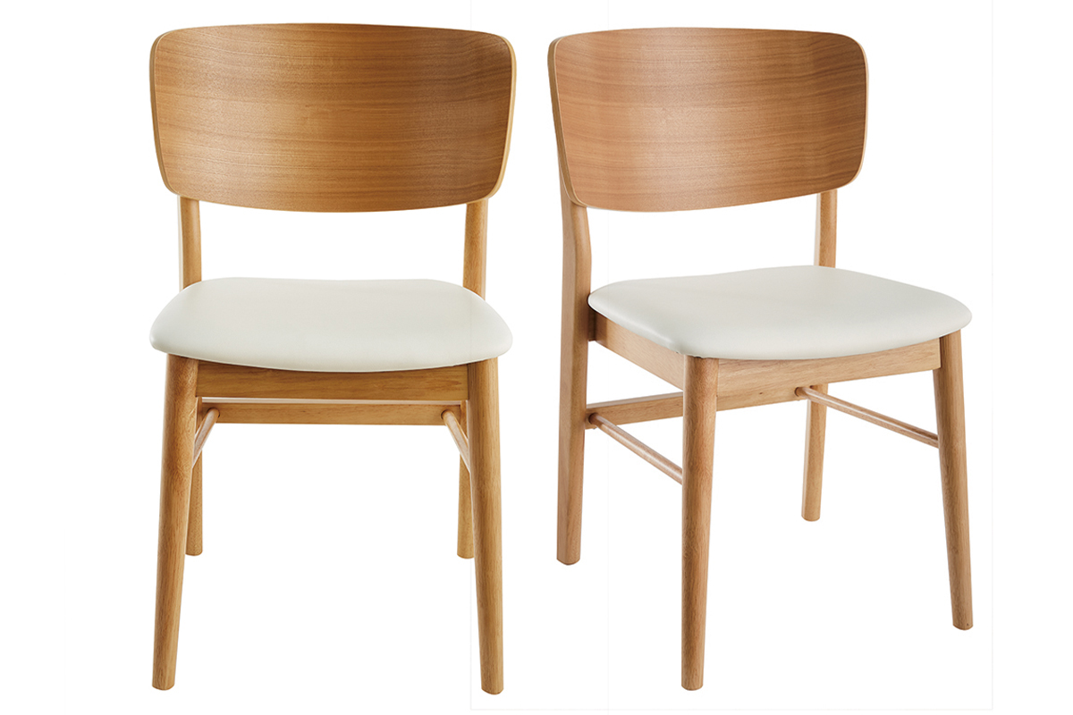 Set de 2sillas de madera clara y blanco SHELDON