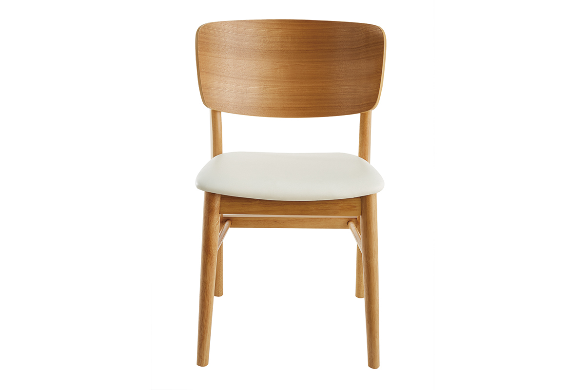 Set de 2sillas de madera clara y blanco SHELDON