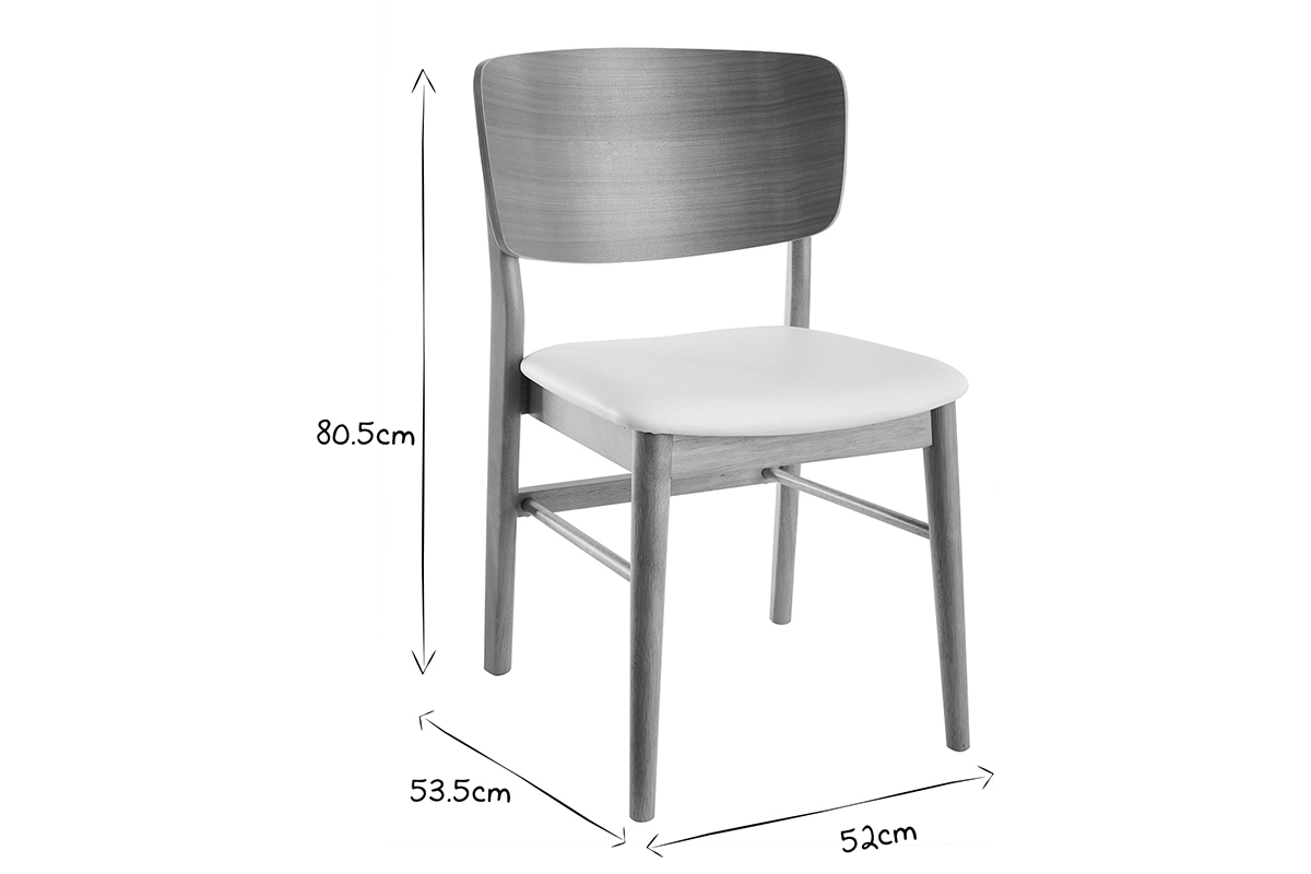 Set de 2sillas de madera clara y blanco SHELDON