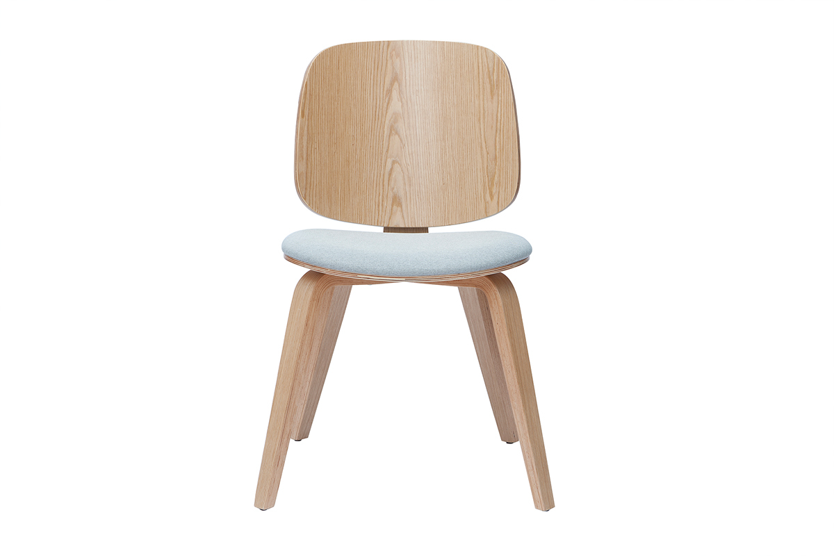 Set de 2sillas de madera clara y tela gris clara BECK