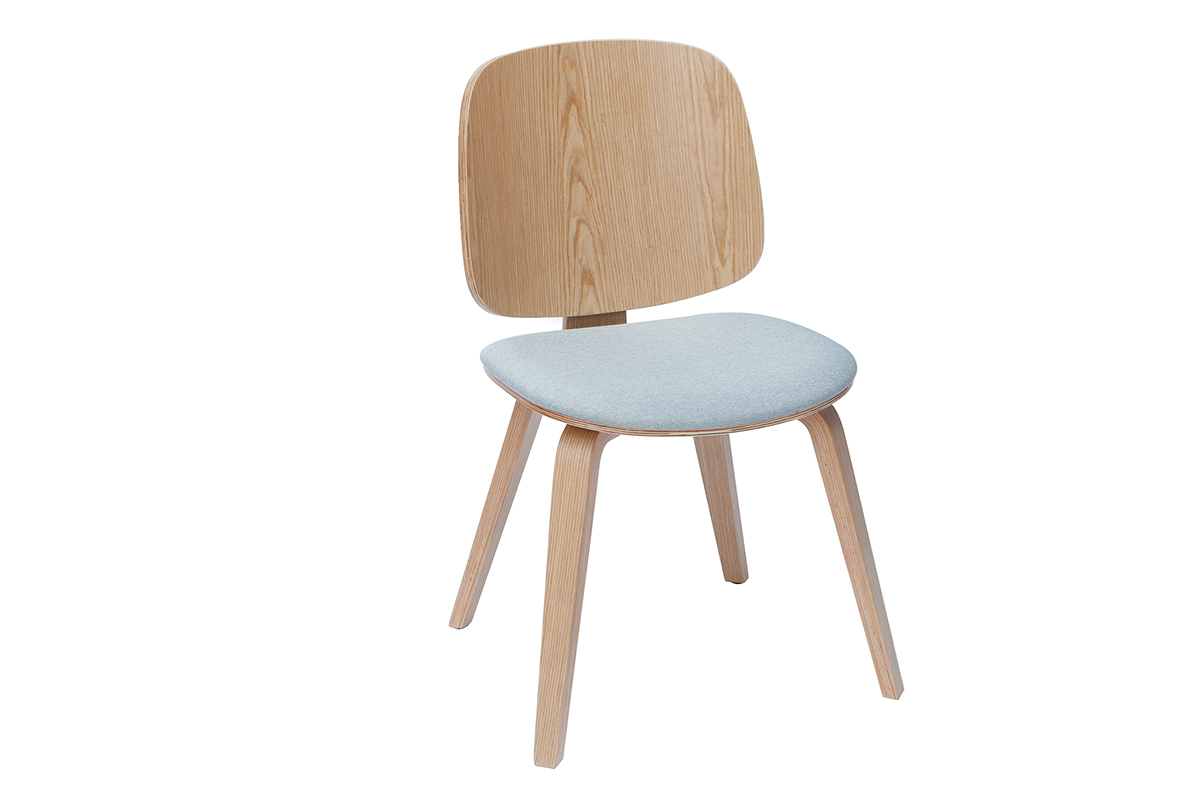 Set de 2sillas de madera clara y tela gris clara BECK
