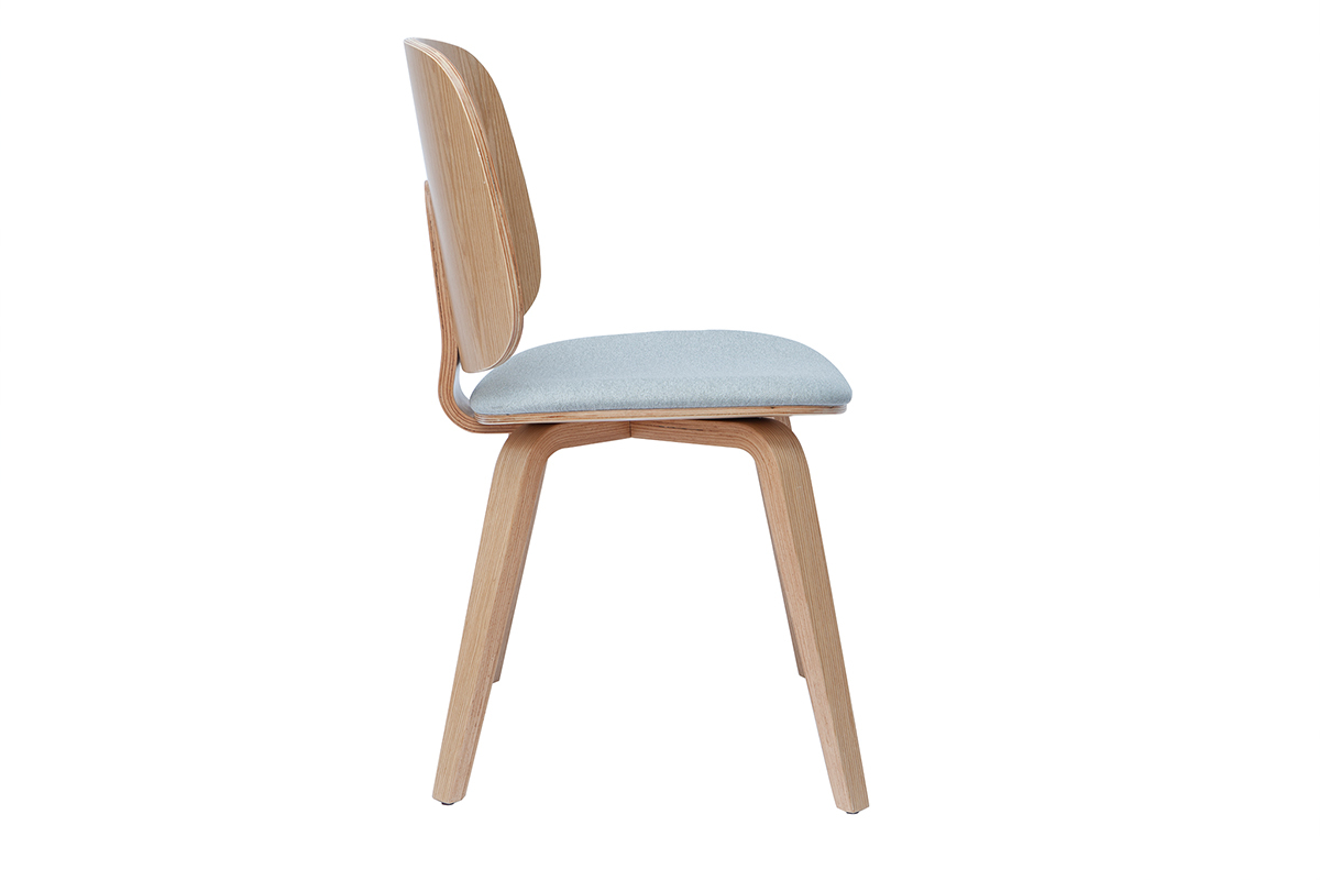 Set de 2sillas de madera clara y tela gris clara BECK