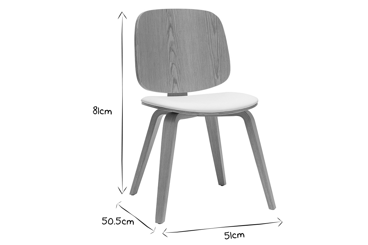 Set de 2sillas de madera clara y tela gris clara BECK