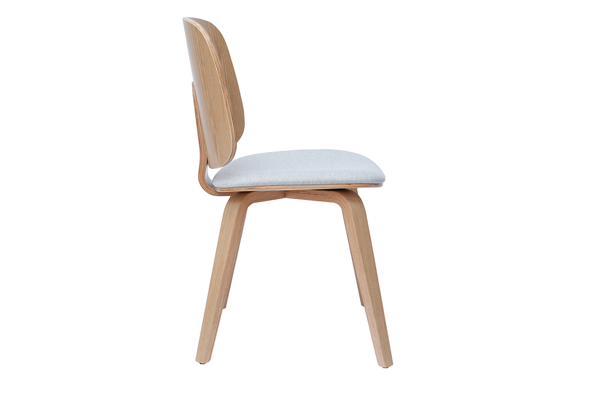 Set de 2sillas de madera clara y tela gris clara BECK