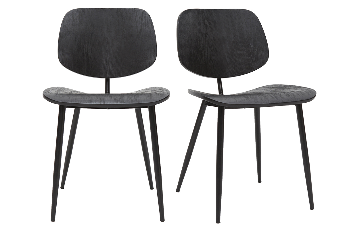Set de 2sillas de madera negra y metal negro TOBIAS