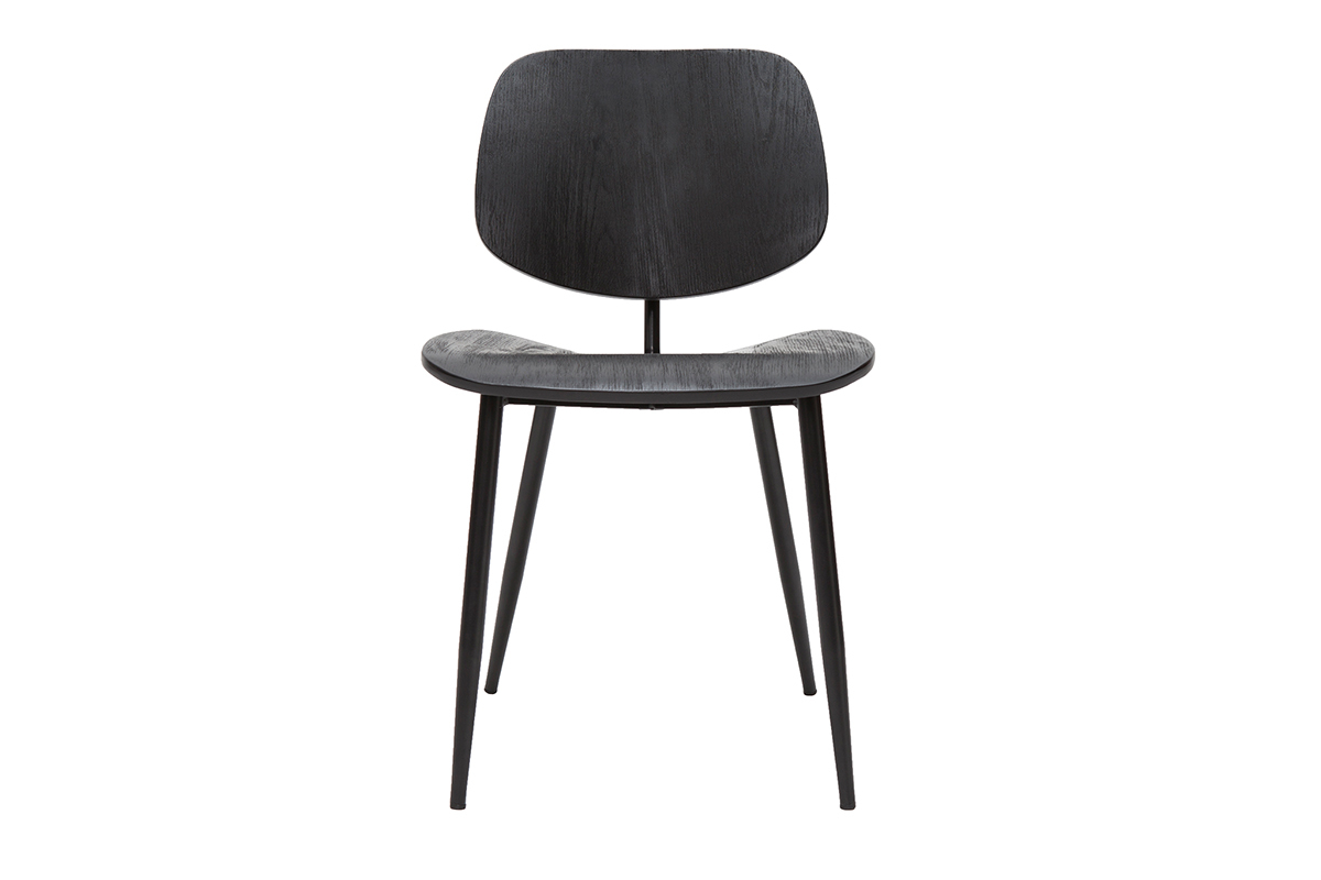 Set de 2sillas de madera negra y metal negro TOBIAS