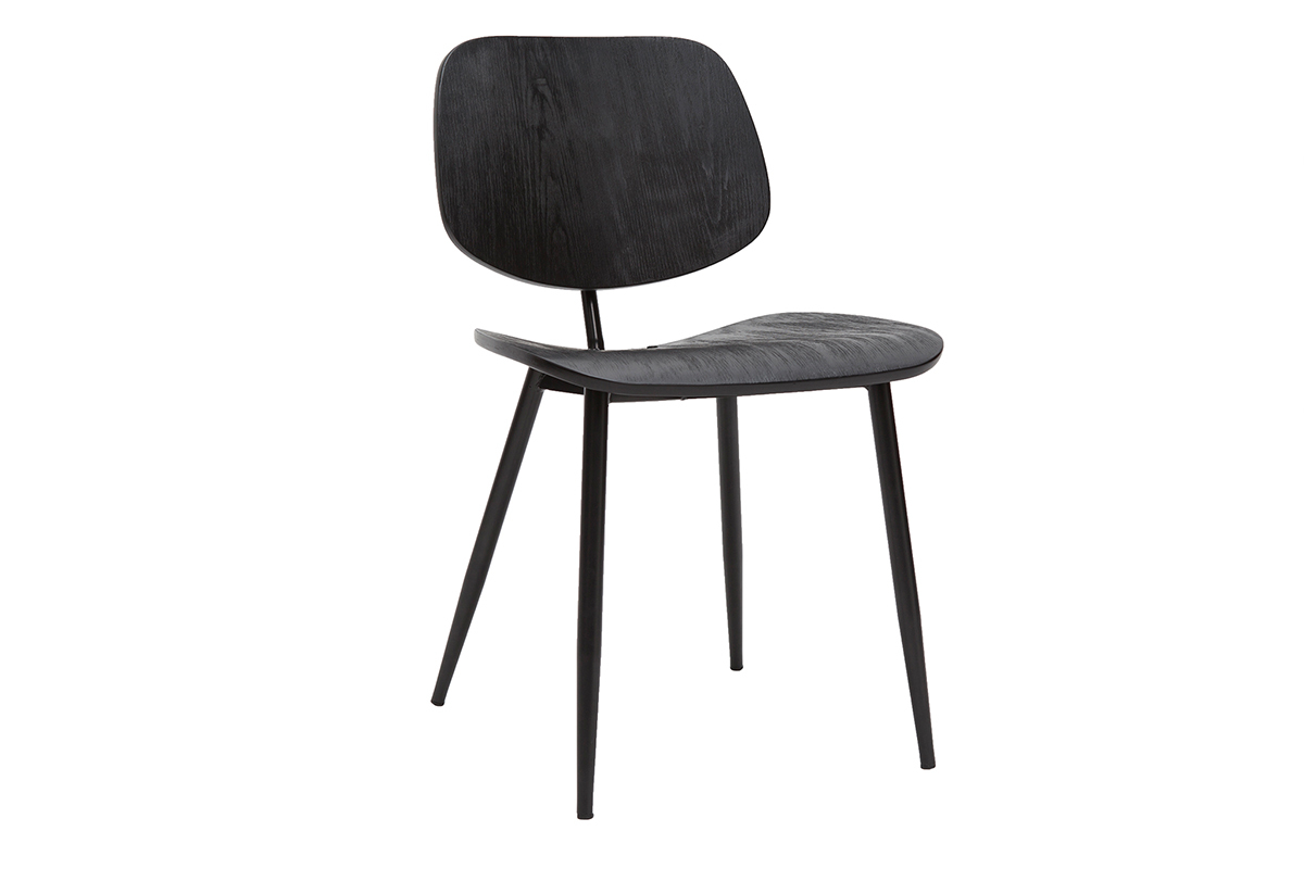 Set de 2sillas de madera negra y metal negro TOBIAS