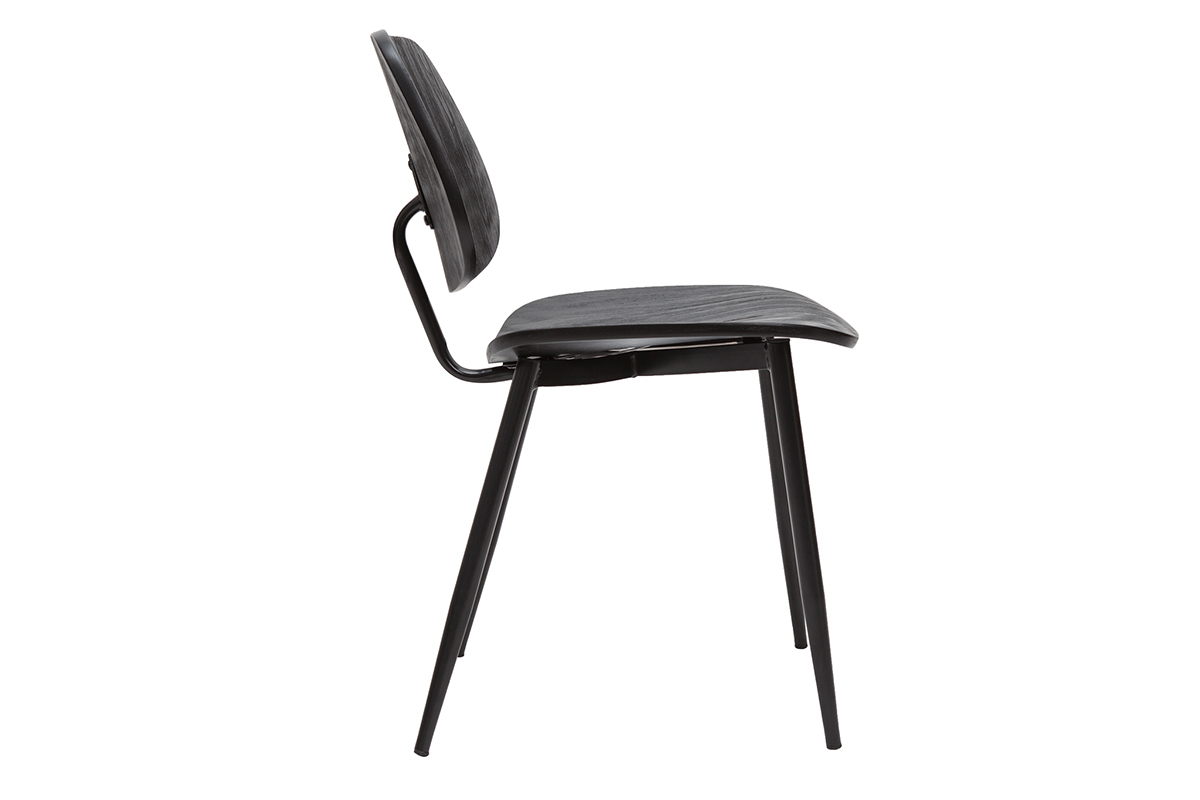Set de 2sillas de madera negra y metal negro TOBIAS