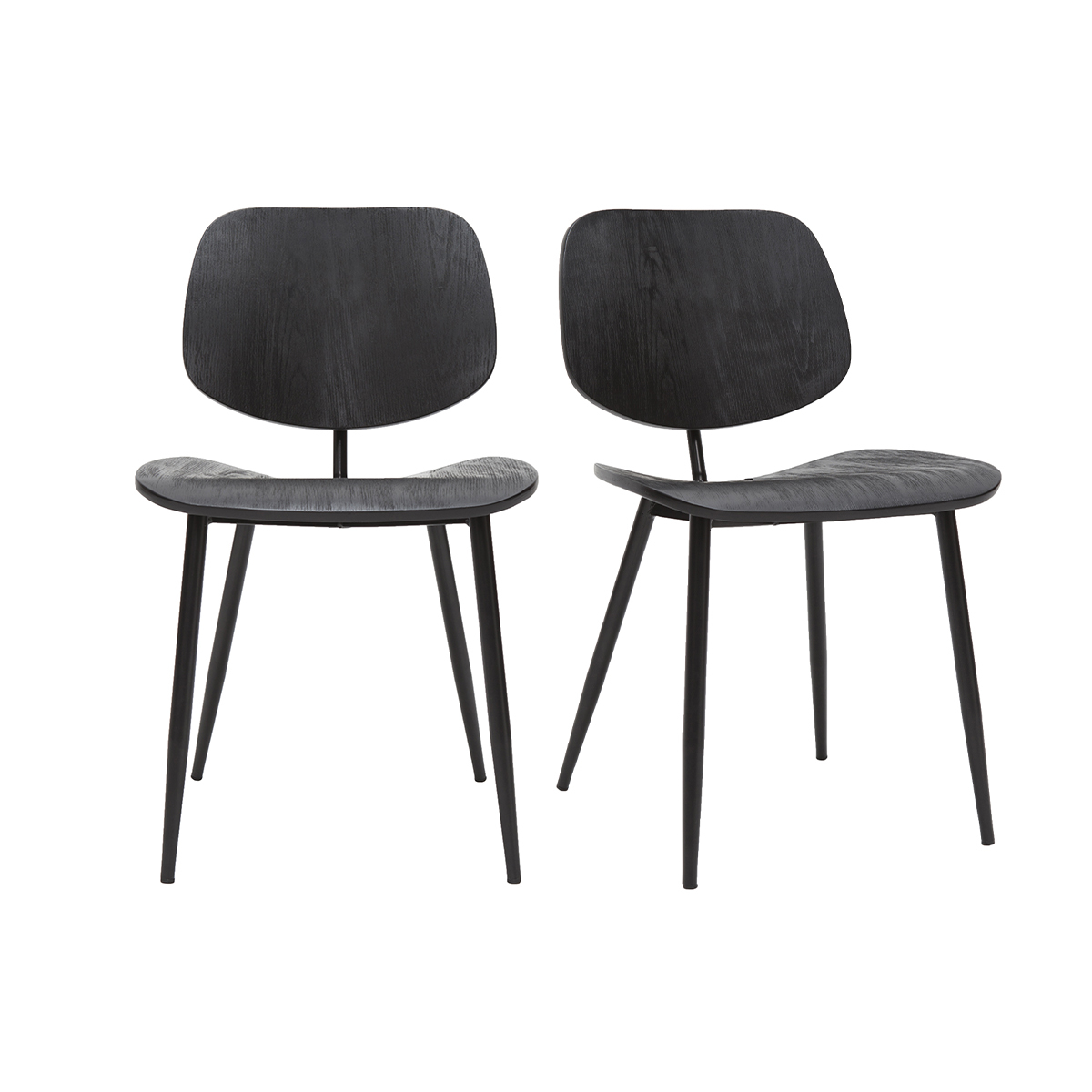 Set de 2 sillas de madera negra y metal negro TOBIAS