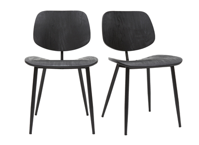 Set de 2 sillas de madera negra y metal negro TOBIAS
