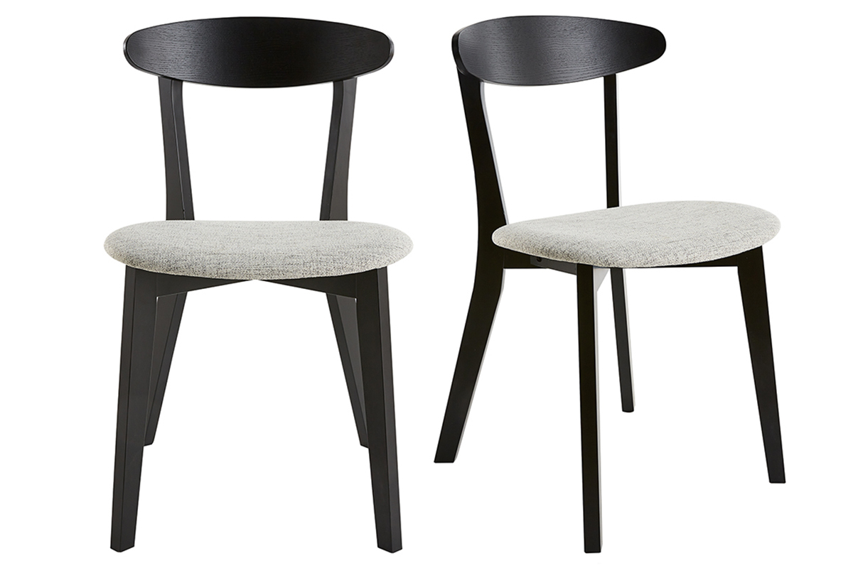 Set de 2sillas de madera negra y tejido gris claro APRIL