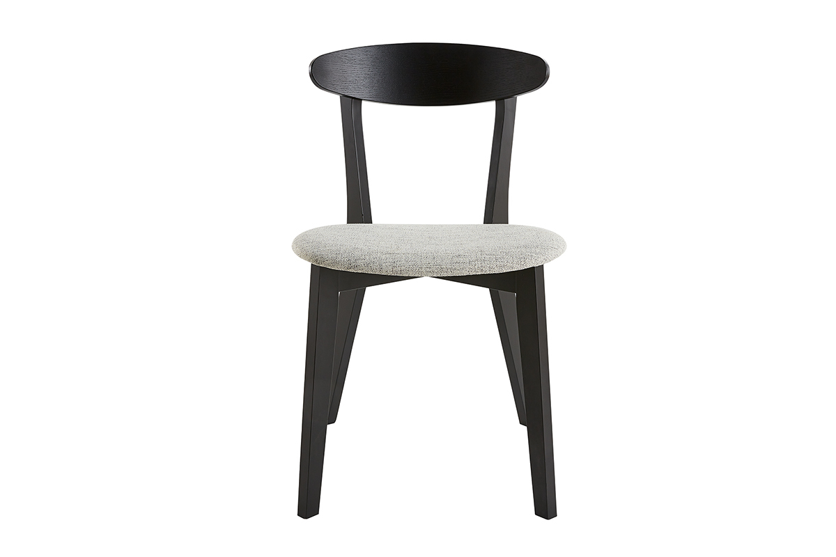 Set de 2sillas de madera negra y tejido gris claro APRIL