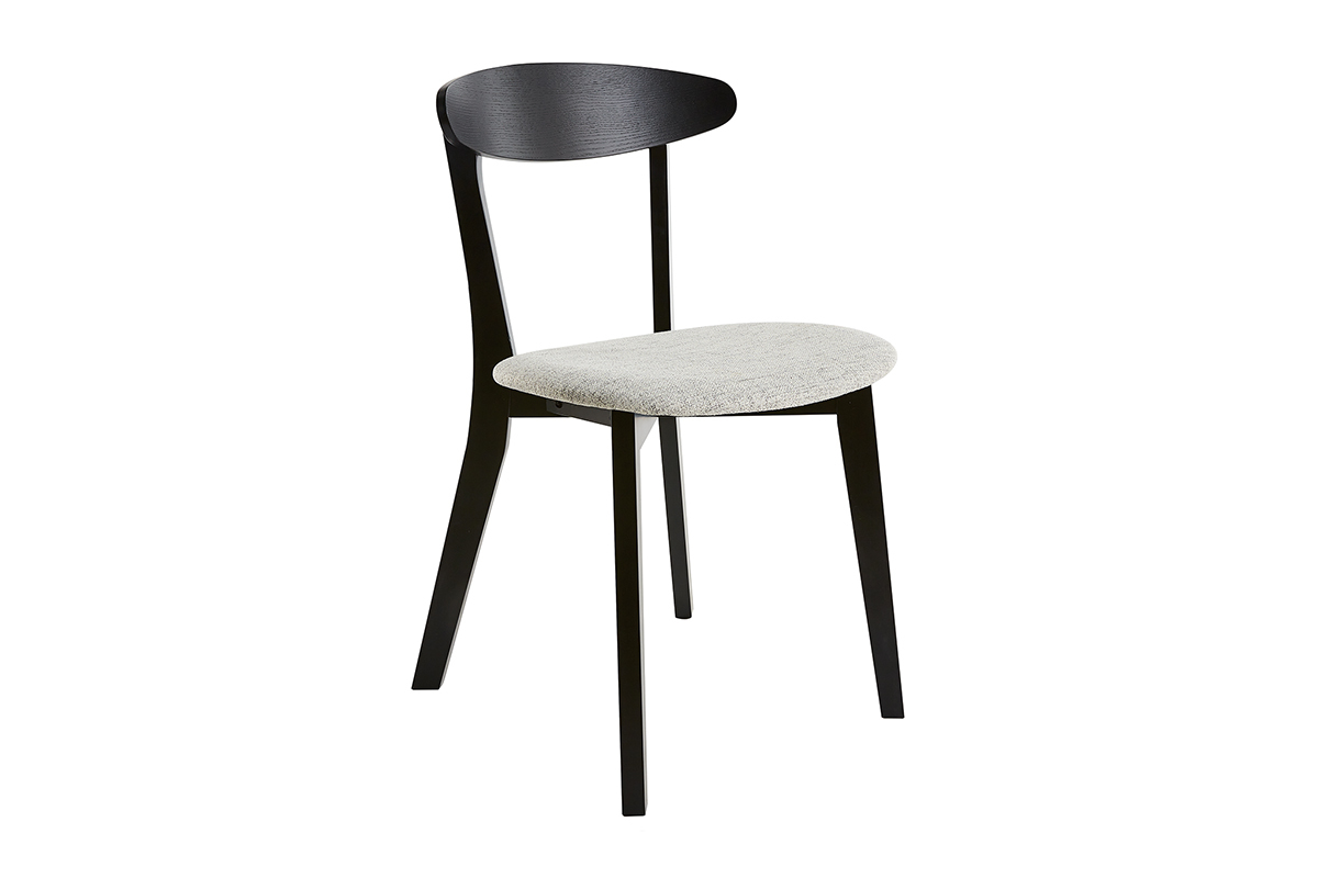 Set de 2sillas de madera negra y tejido gris claro APRIL