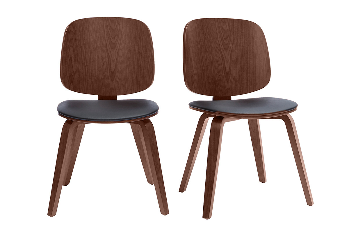 Set de 2sillas de madera oscura y negra BECK
