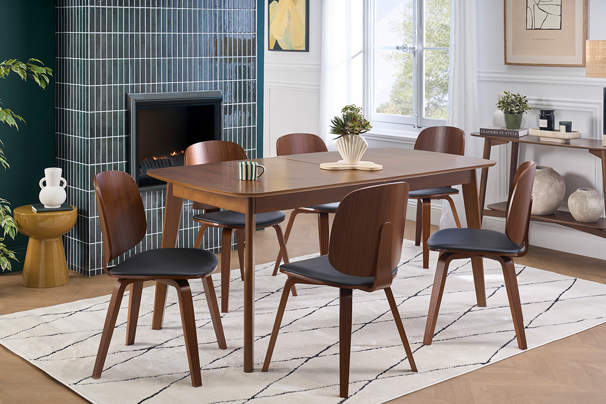 Set de 2�sillas de madera oscura y negra BECK