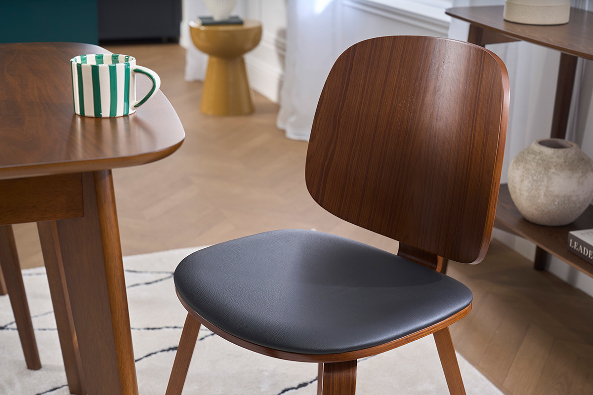 Set de 2�sillas de madera oscura y negra BECK