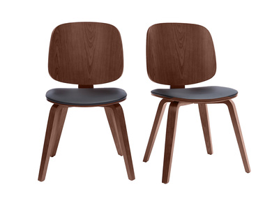 Set de 2 sillas de madera oscura y negra BECK