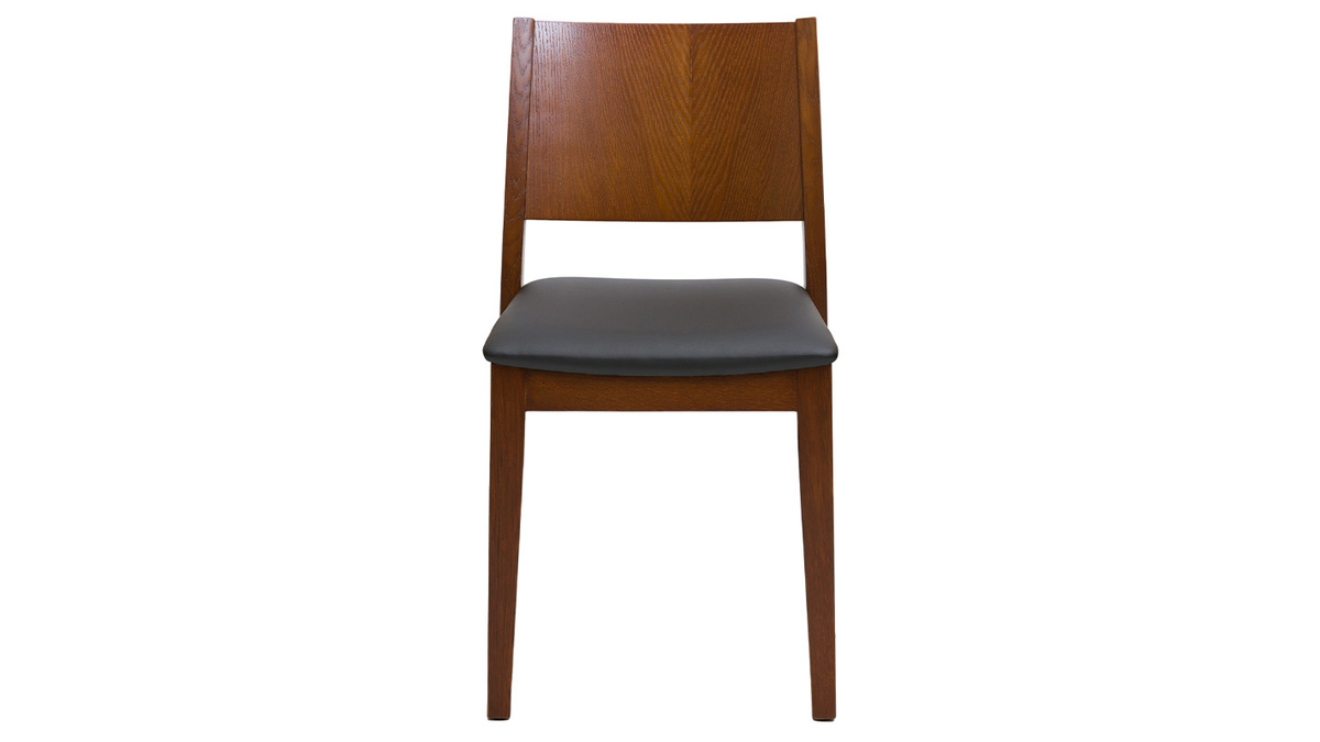 Set de 2 sillas de nogal con asiento negro MELVIL