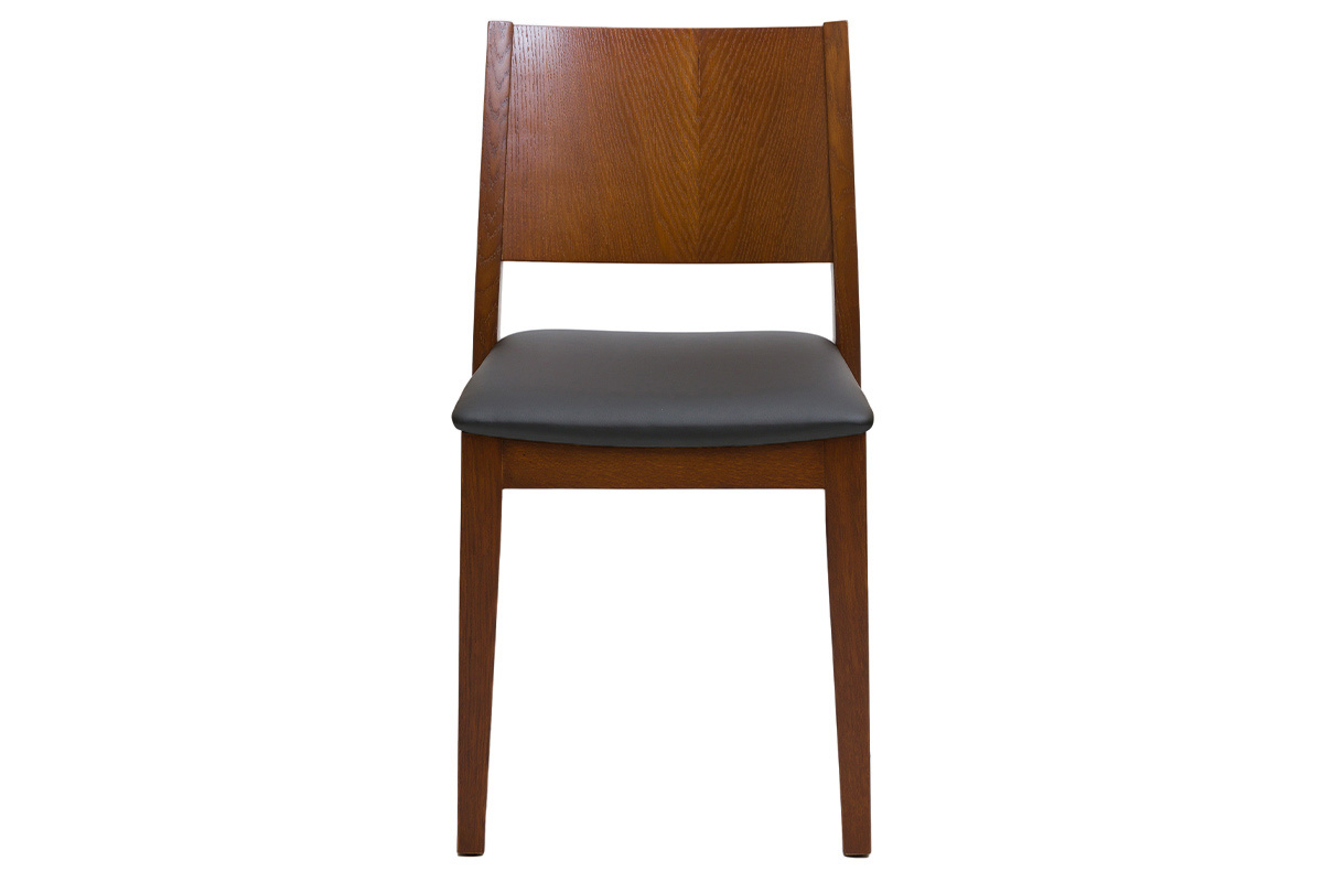 Set de 2 sillas de nogal con asiento negro MELVIL