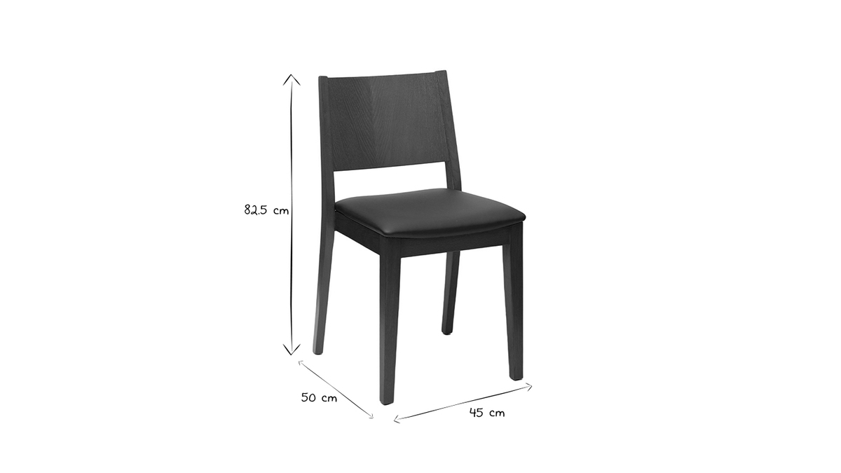 Set de 2 sillas de nogal con asiento negro MELVIL