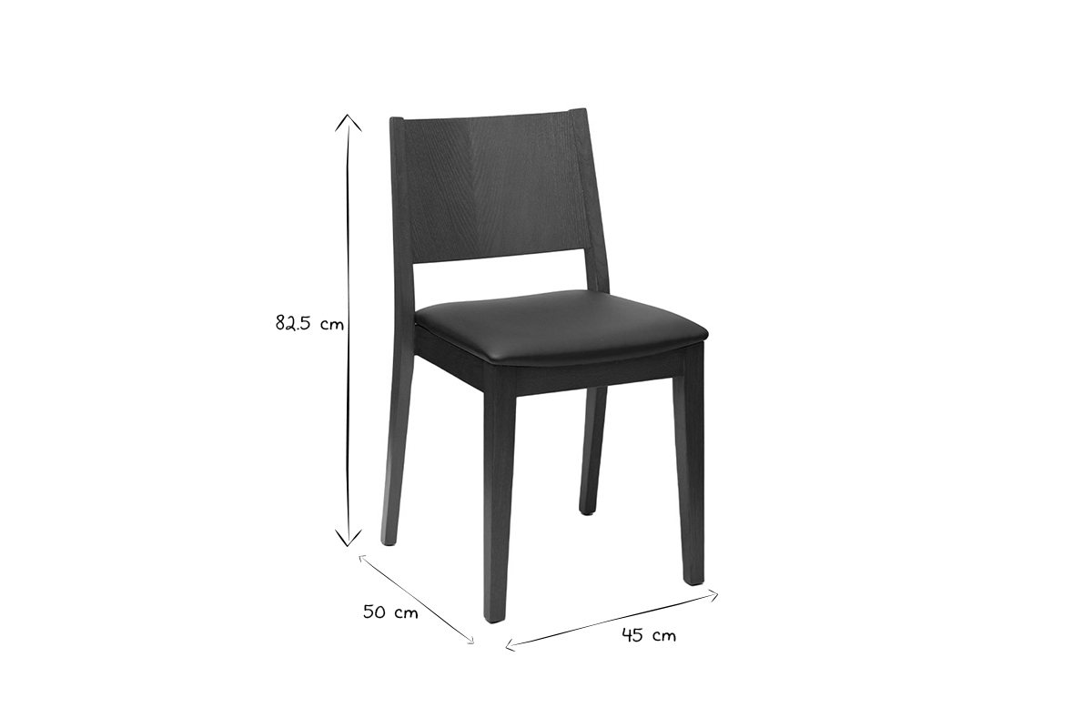 Set de 2 sillas de nogal con asiento negro MELVIL