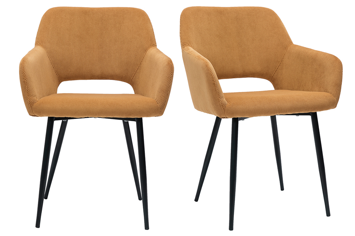 Set de 2sillas de pana amarillo curry LAURETTE