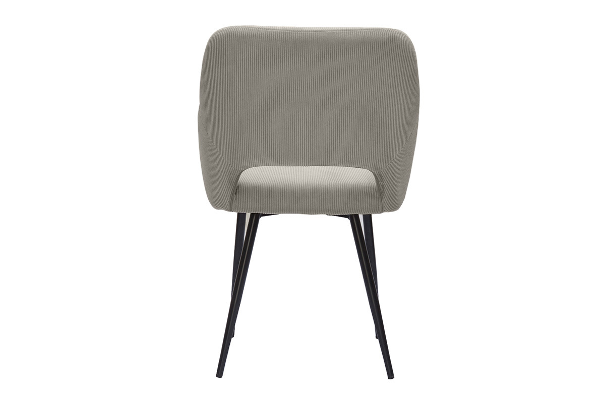 Set de 2 sillas de pana color topo y metal negro LAURETTE