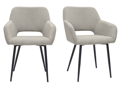 Set de 2 sillas de pana color topo y metal negro LAURETTE