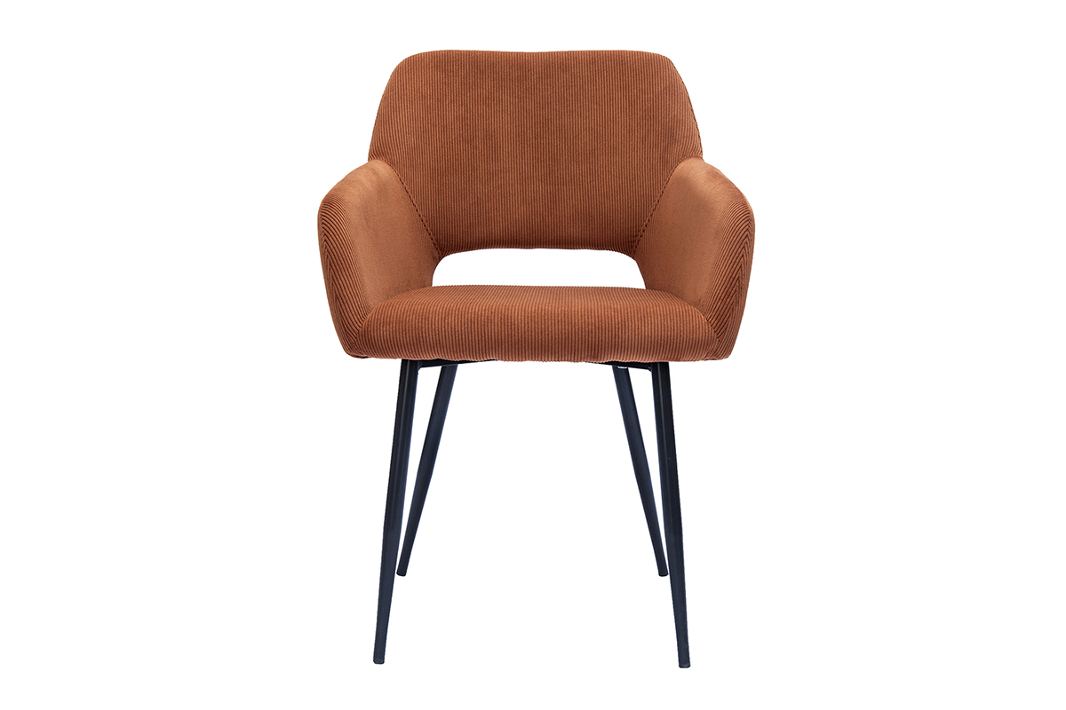 Set de 2 sillas de pana terracota y metal negro LAURETTE