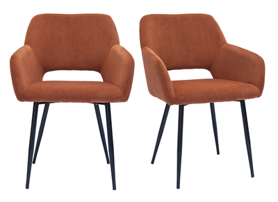 Set de 2 sillas de pana terracota y metal negro LAURETTE