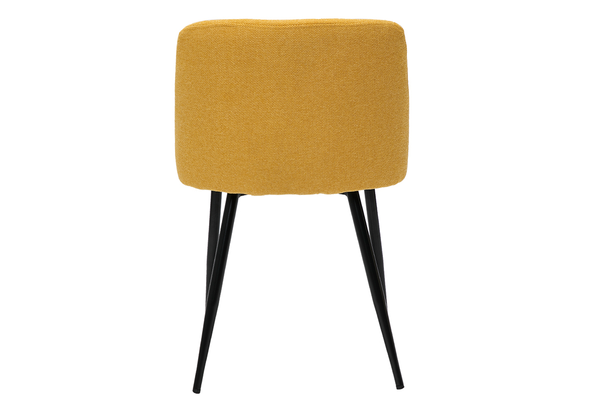 Set de 2sillas de tejido efecto aterciopelado texturizado amarillo mostaza y metal negro MONTI
