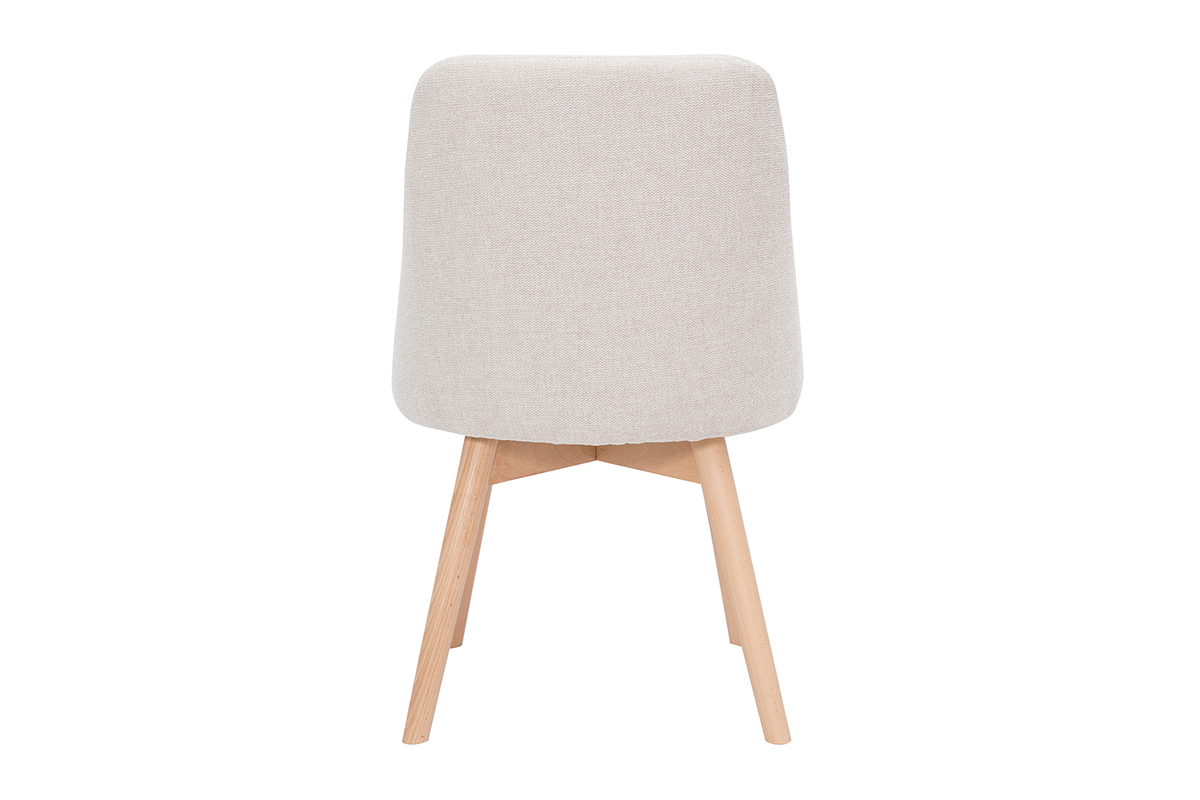 Set de 2sillas de tela efecto aterciopelado texturizado beige y madera clara HIGGINS